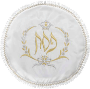White Matzah Cover - Crown Design